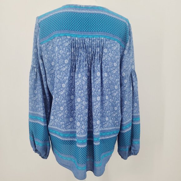 GAP Blue Floral Print Peasant Cottage Core Boho Top - Picture 6 of 11
